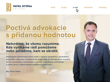 Responzivní mikrostránky s redakčním systémem - advokátní kancelář Mgr. Pavel Otipka