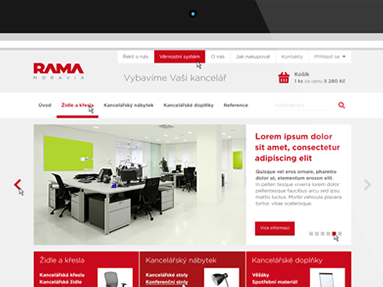 Webdesign internetového obchodu s židlemi a kancelářským nábytkem RAMA